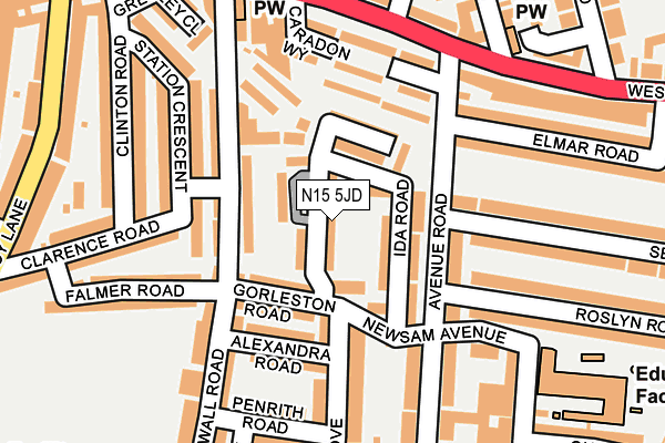 N15 5JD map - OS OpenMap – Local (Ordnance Survey)