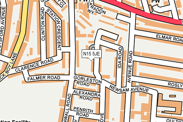 N15 5JE map - OS OpenMap – Local (Ordnance Survey)