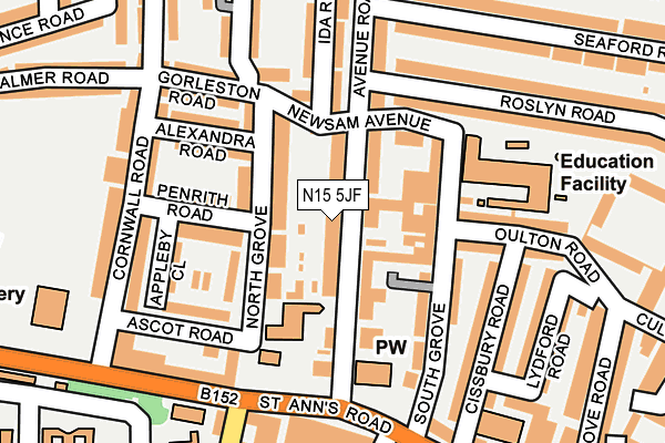 N15 5JF map - OS OpenMap – Local (Ordnance Survey)