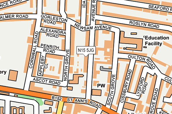 N15 5JG map - OS OpenMap – Local (Ordnance Survey)