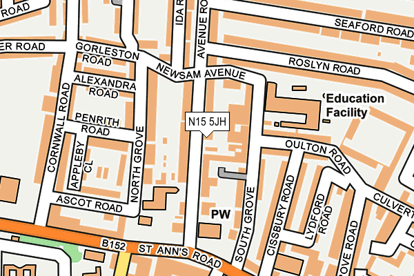 N15 5JH map - OS OpenMap – Local (Ordnance Survey)