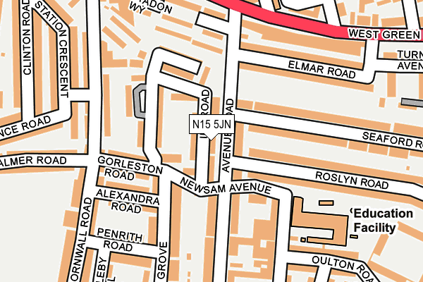 N15 5JN map - OS OpenMap – Local (Ordnance Survey)