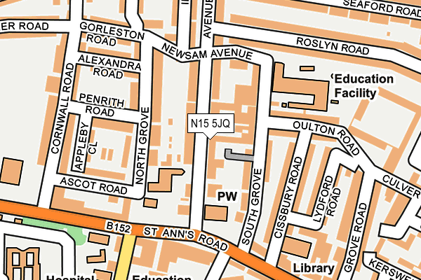 N15 5JQ map - OS OpenMap – Local (Ordnance Survey)