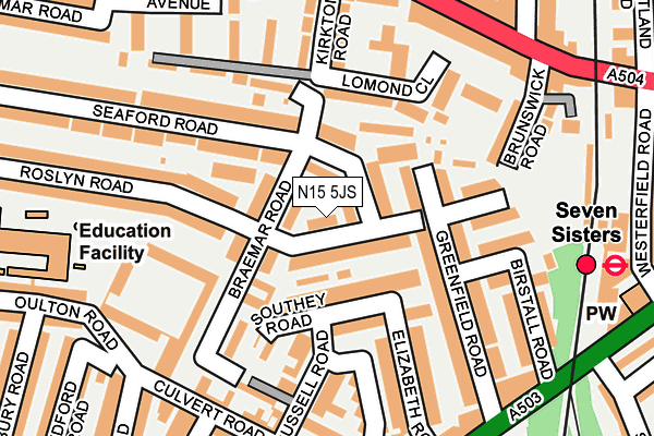 N15 5JS map - OS OpenMap – Local (Ordnance Survey)