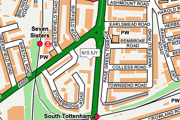 N15 5JY map - OS OpenMap – Local (Ordnance Survey)