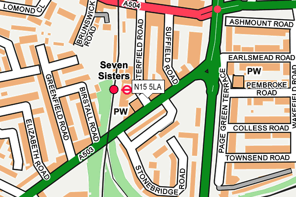 N15 5LA map - OS OpenMap – Local (Ordnance Survey)