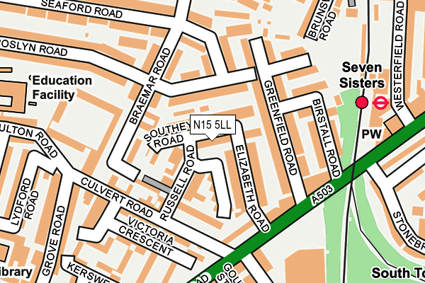 N15 5LL map - OS OpenMap – Local (Ordnance Survey)