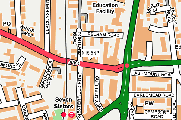 N15 5NP map - OS OpenMap – Local (Ordnance Survey)