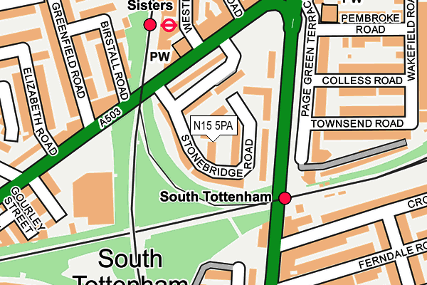 N15 5PA map - OS OpenMap – Local (Ordnance Survey)