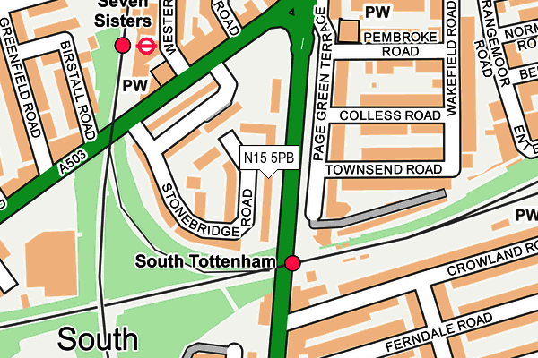 N15 5PB map - OS OpenMap – Local (Ordnance Survey)