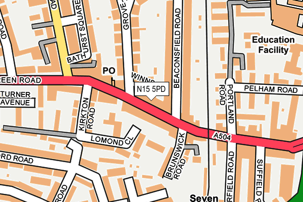 N15 5PD map - OS OpenMap – Local (Ordnance Survey)