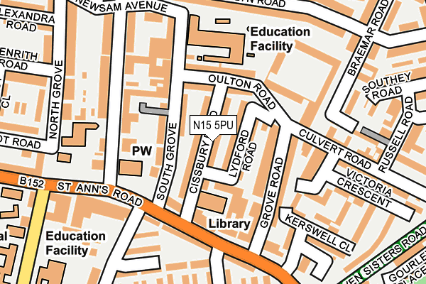 N15 5PU map - OS OpenMap – Local (Ordnance Survey)