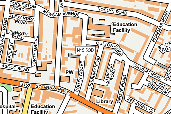 N15 5QD map - OS OpenMap – Local (Ordnance Survey)