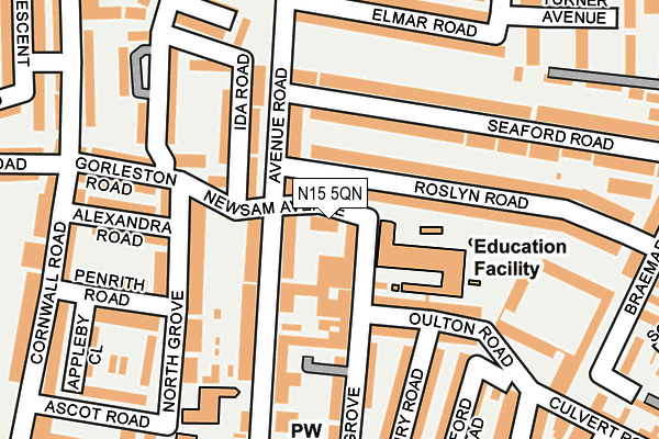 N15 5QN map - OS OpenMap – Local (Ordnance Survey)