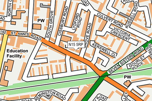 N15 5RP map - OS OpenMap – Local (Ordnance Survey)
