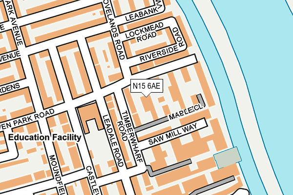 N15 6AE map - OS OpenMap – Local (Ordnance Survey)