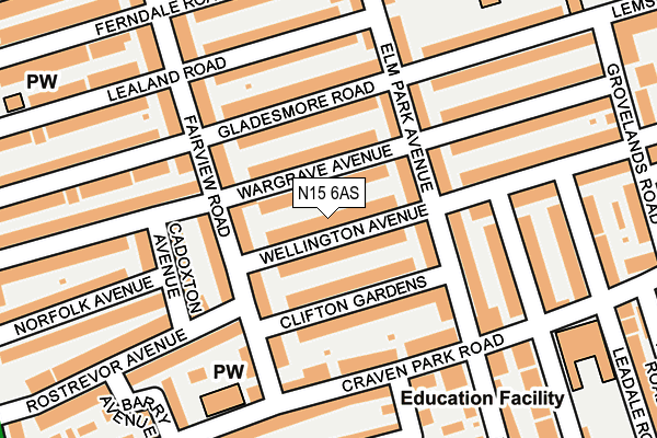 N15 6AS map - OS OpenMap – Local (Ordnance Survey)