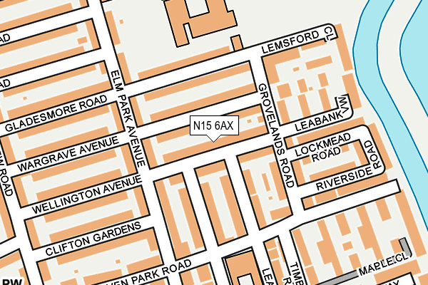 N15 6AX map - OS OpenMap – Local (Ordnance Survey)