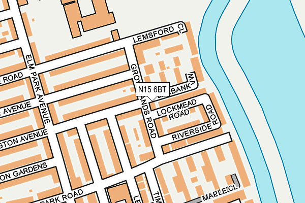 N15 6BT map - OS OpenMap – Local (Ordnance Survey)