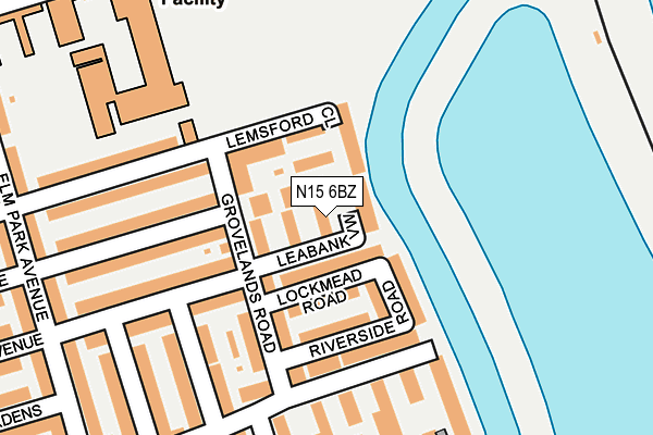 N15 6BZ map - OS OpenMap – Local (Ordnance Survey)