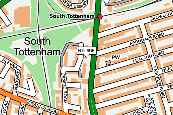 N15 6DE map - OS OpenMap – Local (Ordnance Survey)