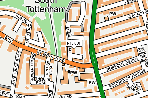 N15 6DF map - OS OpenMap – Local (Ordnance Survey)