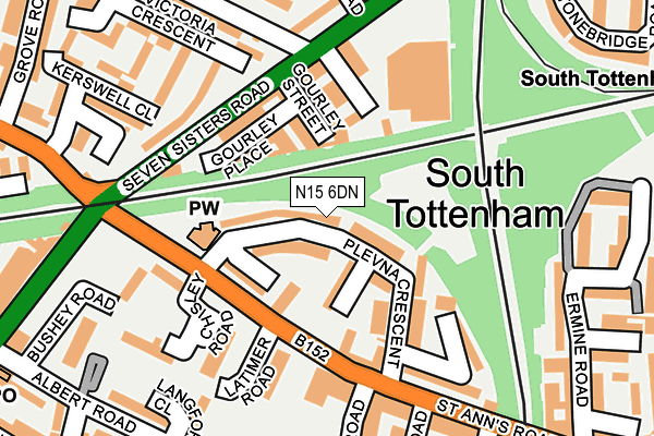 N15 6DN map - OS OpenMap – Local (Ordnance Survey)