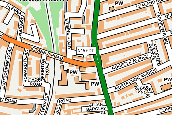 N15 6DT map - OS OpenMap – Local (Ordnance Survey)