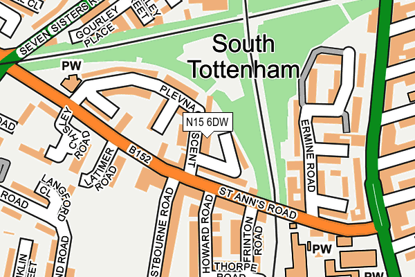 N15 6DW map - OS OpenMap – Local (Ordnance Survey)