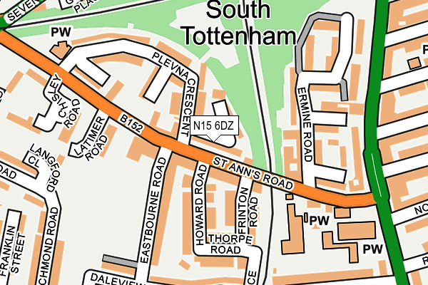N15 6DZ map - OS OpenMap – Local (Ordnance Survey)