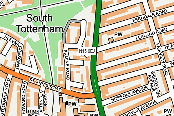 N15 6EJ map - OS OpenMap – Local (Ordnance Survey)