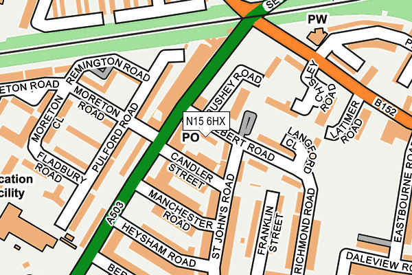 N15 6HX map - OS OpenMap – Local (Ordnance Survey)