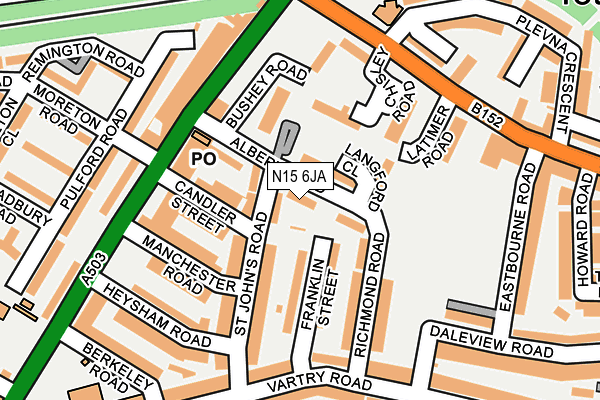 N15 6JA map - OS OpenMap – Local (Ordnance Survey)