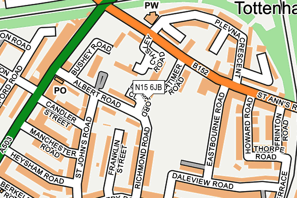 N15 6JB map - OS OpenMap – Local (Ordnance Survey)