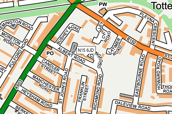 N15 6JD map - OS OpenMap – Local (Ordnance Survey)