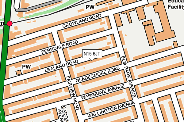 N15 6JT map - OS OpenMap – Local (Ordnance Survey)