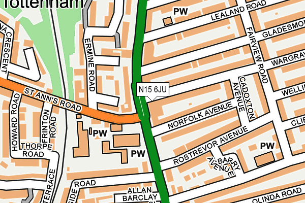 N15 6JU map - OS OpenMap – Local (Ordnance Survey)