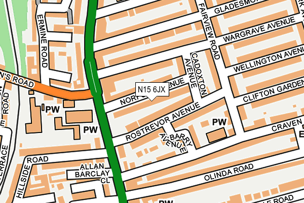 N15 6JX map - OS OpenMap – Local (Ordnance Survey)