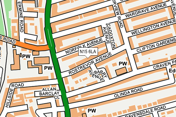 N15 6LA map - OS OpenMap – Local (Ordnance Survey)