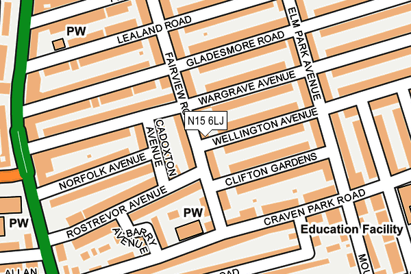 N15 6LJ map - OS OpenMap – Local (Ordnance Survey)