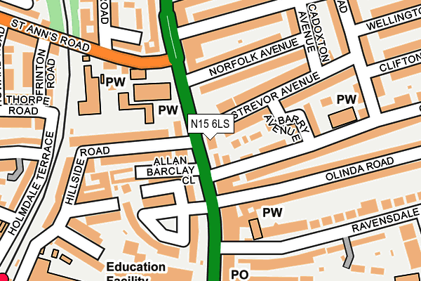 N15 6LS map - OS OpenMap – Local (Ordnance Survey)