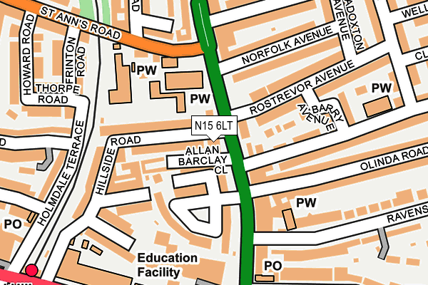 N15 6LT map - OS OpenMap – Local (Ordnance Survey)