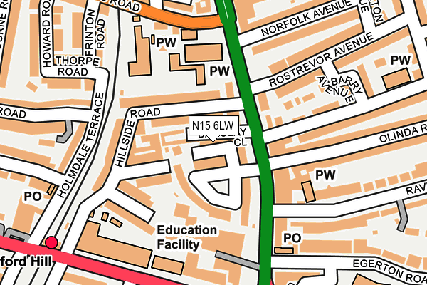 N15 6LW map - OS OpenMap – Local (Ordnance Survey)