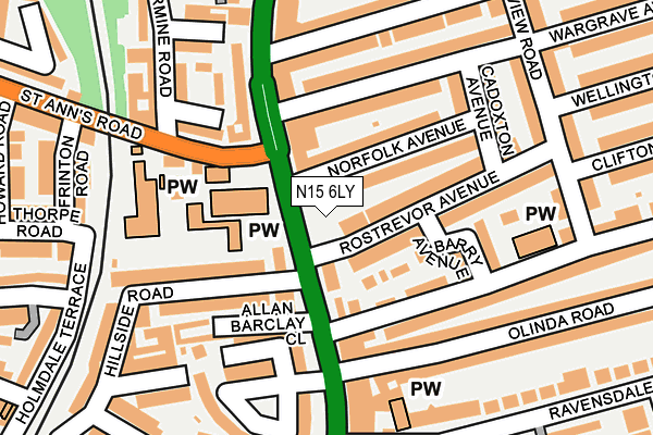 N15 6LY map - OS OpenMap – Local (Ordnance Survey)