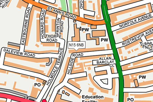 N15 6NB map - OS OpenMap – Local (Ordnance Survey)