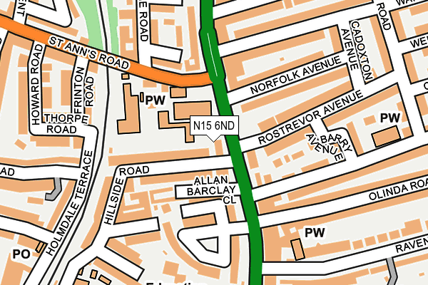 N15 6ND map - OS OpenMap – Local (Ordnance Survey)