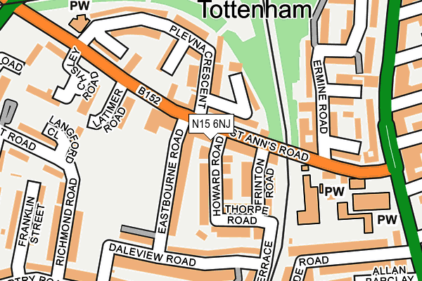 N15 6NJ map - OS OpenMap – Local (Ordnance Survey)