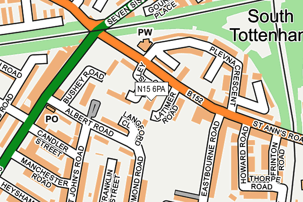 N15 6PA map - OS OpenMap – Local (Ordnance Survey)
