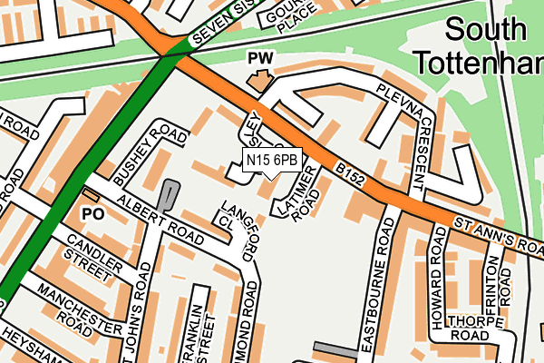 N15 6PB map - OS OpenMap – Local (Ordnance Survey)