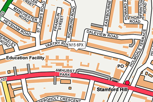 N15 6PX map - OS OpenMap – Local (Ordnance Survey)